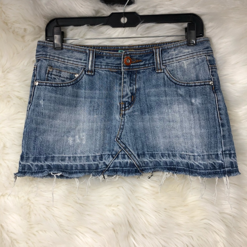 Denim Mini Distressed Skirt by HFH Advocacy Induct 2006 Orange Button SZ M